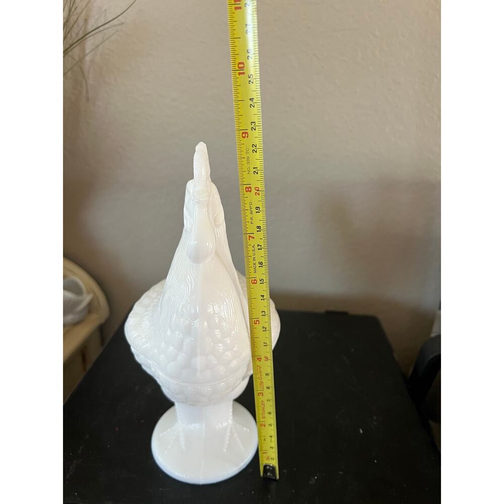 Vintage Milk Glass Rooster Lidded Candy Dish – White Glass Collectible - Picture 5 of 6